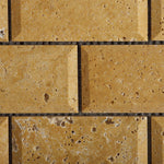 2 X 4 Gold / Yellow Travertine Honed & Beveled Brick Mosaic