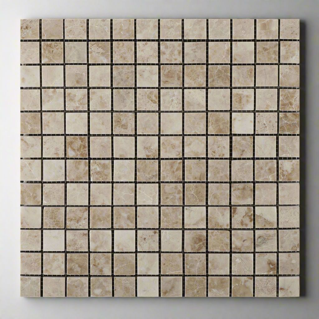 1 X 1 Cappuccino Marble Polished Mosaic Tile-Marble Mosaic-American Tile Depot