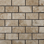 1 X 2 Cappuccino Marble Polished Brick Mosaic Tile