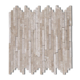 Durango Cream Travertine Polished & Split-Faced (Mix) Random Strip Mosaic Tile