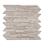 Durango Cream Travertine Polished & Split-Faced (Mix) Random Strip Mosaic Tile-Travertine Mosaic-American Tile Depot