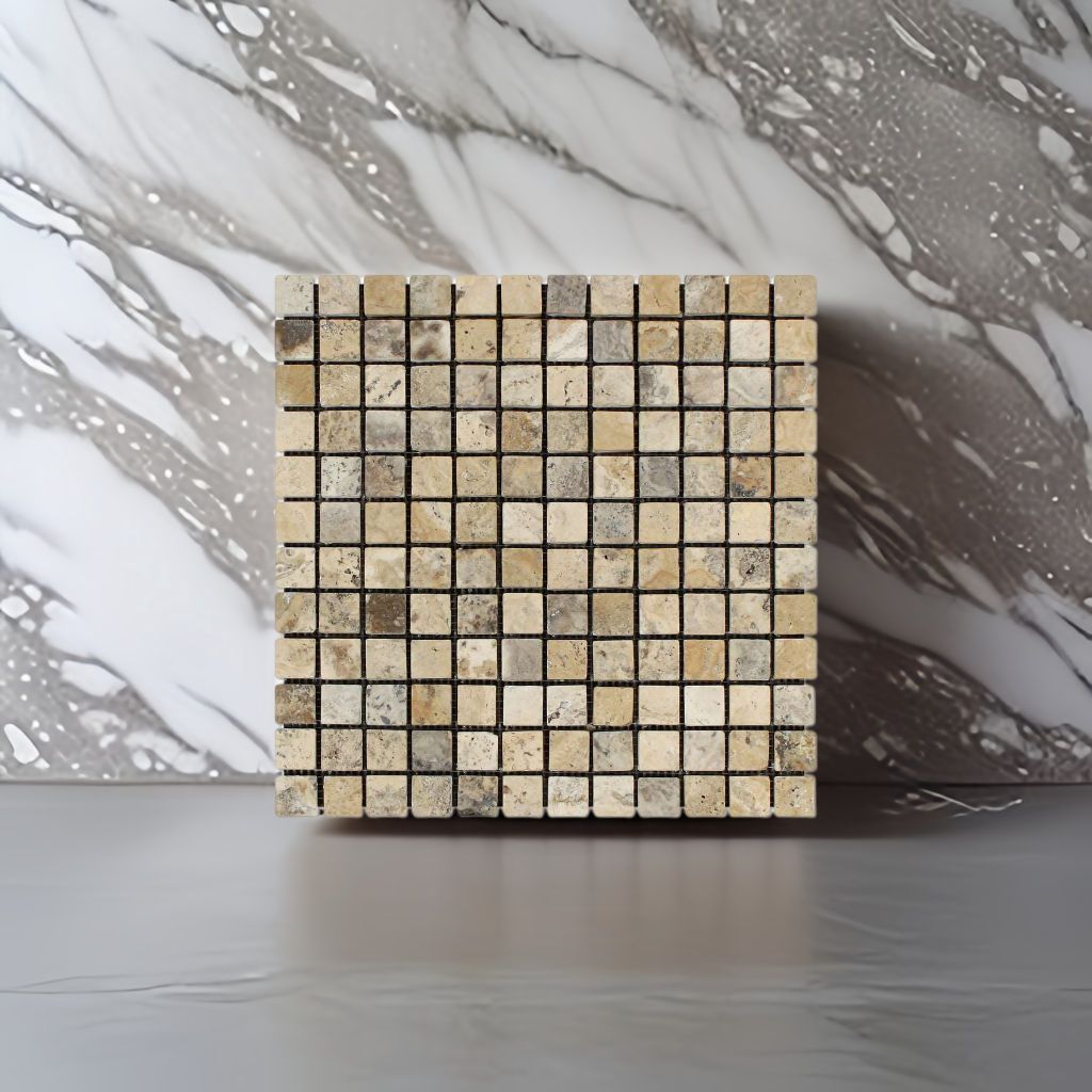 1 X 1 Philadelphia Travertine Tumbled Mosaic Tile-Travertine Mosaic-American Tile Depot