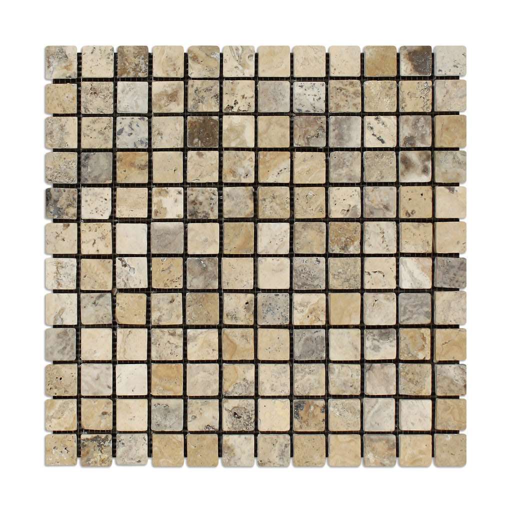 1 X 1 Philadelphia Travertine Tumbled Mosaic Tile-Travertine Mosaic-American Tile Depot