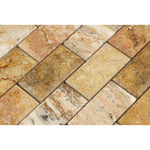 2 X 4 Scabos Travertine Honed & Beveled Brick Mosaic