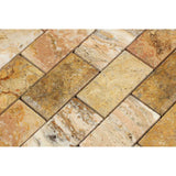 2 X 4 Scabos Travertine Honed & Beveled Brick Mosaic