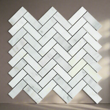 Oriental White / Asian Statuary Marble Honed 1 x 3 Herringbone Mosaic Tile