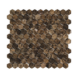 Emperador Dark Marble Tumbled 1" Mini Hexagon Mosaic Tile