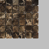 1 X 1 Emperador Dark Marble Tumbled Mosaic Tile-Marble Mosaic-American Tile Depot