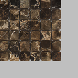 1 X 1 Emperador Dark Marble Tumbled Mosaic Tile