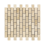 1 X 2 Durango Cream Travertine Tumbled Brick Mosaic Tile