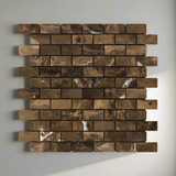 1 X 2 Emperador Dark Marble Tumbled Brick Mosaic Tile