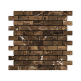 1 X 2 Emperador Dark Marble Tumbled Brick Mosaic Tile