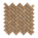 Noce Travertine Tumbled 1 X 2 Herringbone Mosaic Tile