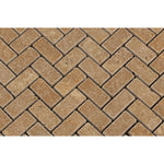 Noce Travertine Tumbled 1 X 2 Herringbone Mosaic Tile