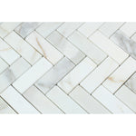 Calacatta Gold Marble Polished 1 x 3 Herringbone Mosaic Tile