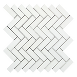 Thassos White Marble Honed 1 x 3 Herringbone Mosaic Tile-Marble Mosaic-American Tile Depot