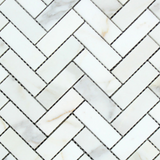 Calacatta Gold Marble Honed 1 x 3 Herringbone Mosaic Tile