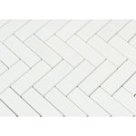 Thassos White Marble Honed 1 x 3 Herringbone Mosaic Tile