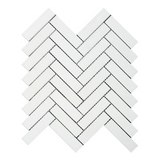 Thassos White Marble Honed 1 x 4 Herringbone Mosaic Tile