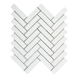 Thassos White Marble Polished 1 x 4 Herringbone Mosaic Tile