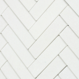 Thassos White Marble Polished 1.25 x 6 Herringbone Mosaic Tile