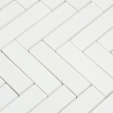 Thassos White Marble Polished 1.25 x 6 Herringbone Mosaic Tile