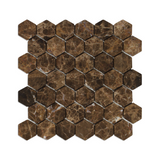 Emperador Dark Marble Tumbled 2" Hexagon Mosaic Tile