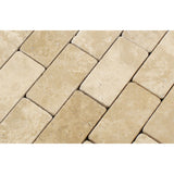 2 X 4 Durango Cream Travertine Tumbled Brick Mosaic Tile