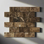 2 X 4 Emperador Dark Marble Polished Brick Mosaic Tile-Marble Mosaic-American Tile Depot