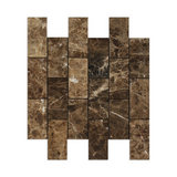 2 X 4 Emperador Dark Marble Polished Brick Mosaic Tile