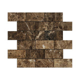 2 X 4 Emperador Dark Marble Polished Brick Mosaic Tile-Marble Mosaic-American Tile Depot