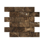 2 X 4 Emperador Dark Marble Tumbled Brick Mosaic Tile-Marble Mosaic-American Tile Depot