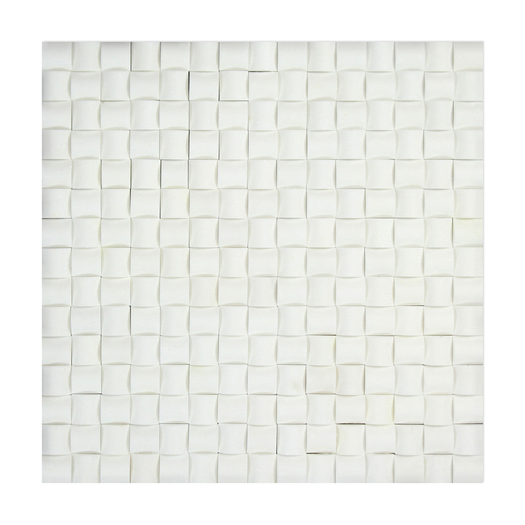 Thassos White Marble Polished 3D Small Bread Mosaic Tile-Marble Mosaic-American Tile Depot