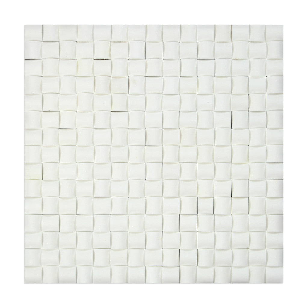 Thassos White Marble Honed 3D Small Bread Mosaic Tile-Marble Mosaic-American Tile Depot