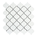 Thassos White Marble Honed Lantern Arabesque Mosaic Tile-Marble Mosaic-American Tile Depot