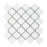 Thassos White Marble Honed Lantern Arabesque Mosaic Tile