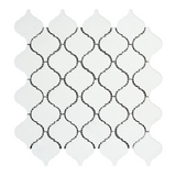 Thassos White Marble Honed Lantern Arabesque Mosaic Tile