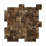 Emperador Dark Marble Polished Mini Versailles Mosaic Tile