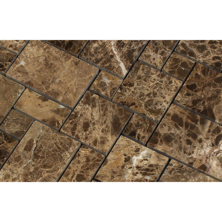 Emperador Dark Marble Polished Mini Versailles Mosaic Tile