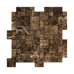 Emperador Dark Marble Polished Mini Versailles Mosaic Tile-Marble Mosaic-American Tile Depot