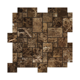 Emperador Dark Marble Polished Mini Versailles Mosaic Tile