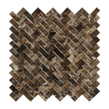 Emperador Dark Marble Polished Mini Herringbone Mosaic Tile