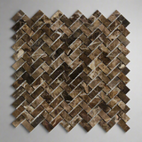 Emperador Dark Marble Polished Mini Herringbone Mosaic Tile