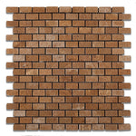 Noce Travertine Mini Brick Tumbled Mosaic Tile