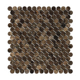 Emperador Dark Marble Polished Penny Round Mosaic Tile-Marble Mosaic-American Tile Depot