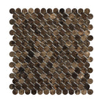 Emperador Dark Marble Polished Penny Round Mosaic Tile-Marble Mosaic-American Tile Depot