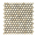 Crema Marfil Marble Honed Penny Round Mosaic Tile-Marble Mosaic-American Tile Depot