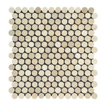 Crema Marfil Marble Polished Penny Round Mosaic Tile-Marble Mosaic-American Tile Depot