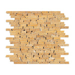 Gold / Yellow Travertine Tumbled Random Strip Mosaic Tile-Travertine Mosaic-American Tile Depot