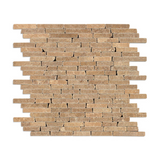 Noce Travertine Tumbled Random Strip Mosaic Tile